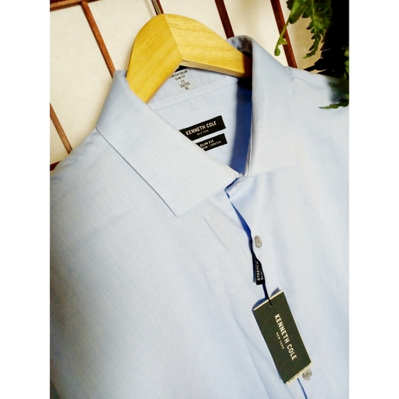 Kenneth Cole Slim Fit Stretch Non-Iron Dress Shirt - Picture 9 of 11